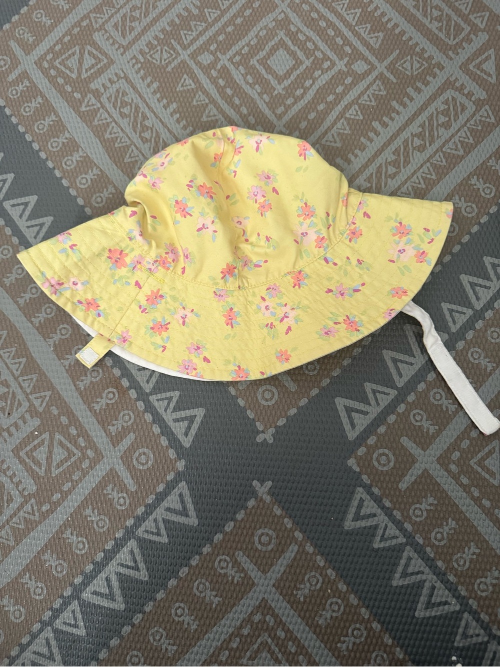 OshKosh B'gosh Yellow Floral Sun Hat with Chin Strap